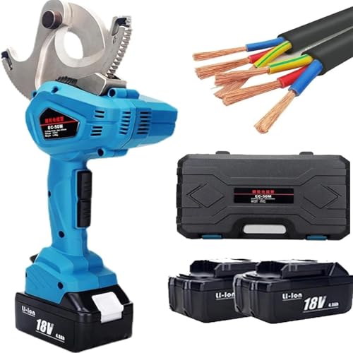 Cortador Cables Trinquete Eléctrico, Cordless Hydraulic Cable Cutter Potente Rendimiento Gracias a Sus Dos Potentes Baterías Iones De Litio Un Motor Cables Rápido Y Eficiente,50M