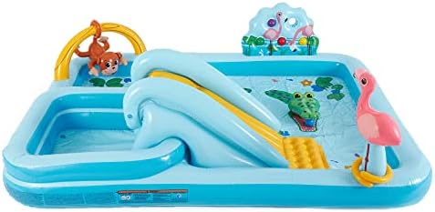 Intex 96" x 78" x 28" Inflatable Jungle Adventure Play Center Spray Kiddie Pool - Backyard Kids Water Slide, Outdoor Blow-Up Splash Pad for Toddlers - 5