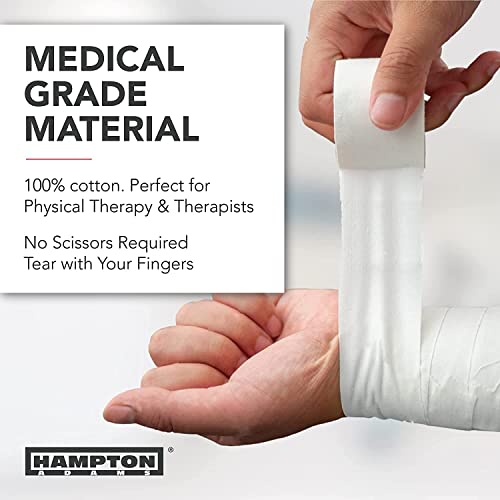 Hampton Adams (8 Pack - 45Ft Rolls White Sports Medical Athletic Tape - No Sticky Residue & Easy Tear - For Athletes, Trainers & First Aid Injury Wrap: Fingers Ankles Wrist - 1.5 In X 15 Yards A Roll #TOP5