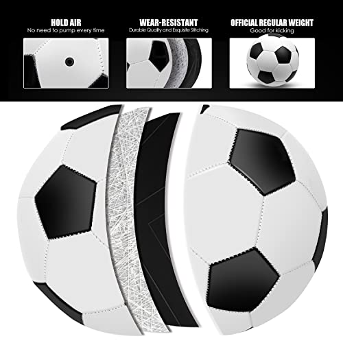 jiaonun 6 Pack Classic Soccer Balls Size 3/4/5 Inflatable with Pump for Kids,Youth and Adults, Black and White Soccer Ball Bulk