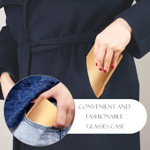 Image of Hifot Aluminium Glasses Case, Slim Reading Glasses Case, Portable Travel Metal Eyeglass Spectacles Protection Hard Shell
