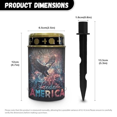 Image of Patriotic Grave Solar Light - America Firework Eagle, Flameless Memorial Candle, Solar Powered Tribute for Veterans, Cemetery Decor for Independence Day