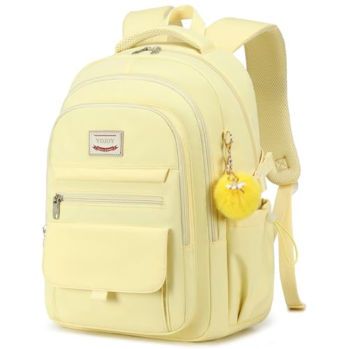 YOJOY Laptop Backpack 15.6 Inch College Backpacks for Women School Backpack for Girls Anti Theft Travel Daypack Bookbags (Yellow)