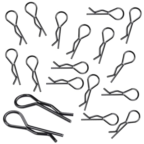 Hobbypark RC Body Clips Bent Springy R Pins Black Replacement Parts for 1/12 1/10 RC Car Crawler Truck Off Road Buggy Shell (50-Pack)