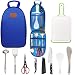 8Pcs Camping Cookware Kitchen Utensil Organizer Travel Set - Portable BBQ Camp Cookware Utensils Travel Kit with Water Resistant Case, Cutting Board, Rice Paddle, Tongs, Scissors, Knife (Blue)