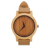 BCOATH Relojes de Bambú Reloj de Cuarzo de Madera Capa Superior de Sándalo para Hombres y Mujeres Ocasión Casual