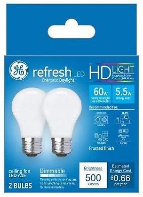 LED Ceiling Fan Light Bulbs, A15, Daylight, 500 Lumens, 5.5-Watts, 2-Pk.