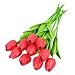 10PCS/LOT high quality PU Stunning Holland mini tulip flower real touch wedding flower artificial flowers silk plants for room home hotel party Event christmas gift decoration multi-color (red)