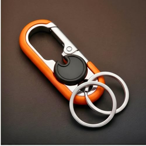 Image of THE MEN THING - Stylish Multicolor Stainless Steel Keychain for Men & Boys (BLAZE CLIP BLACK - Orange)