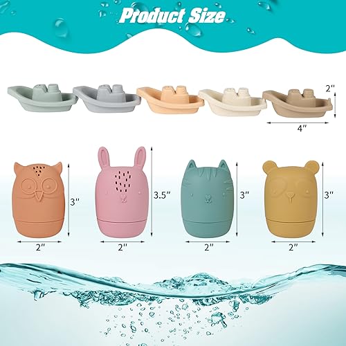 Hyszxus HYS0975 Bath Toys Floating Boats With Silicone Bath Toys,9Pcs Mold Free Baby Bath Toys thumb #5