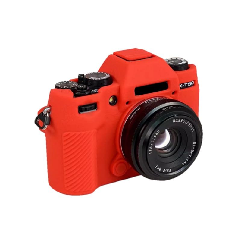 Etui na aparat czerwony miękki silikon antypoślizgowa tekstura pancerz skórka osłona korpusu ochraniacz do aparatu bezlusterkowego Fujifilm X-T50
