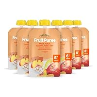 Amazon-Marke: Mama Bear Quetschie Bio Apfel, Pfirsich, Banane, Birne und Haferflockenl, Vegetarisch, 90g (6er-Pack)