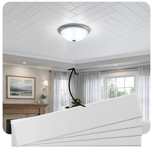 À LA MAISON CEILINGS WP08pw-48 Foam Ceiling Planks, Plain White, 39x6 in