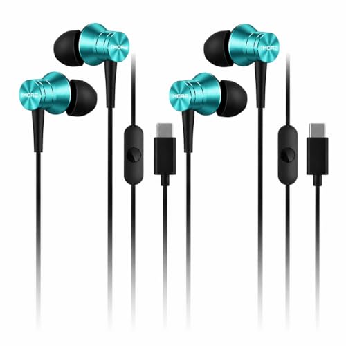 1MORE �s�X�g���t�B�b�g USB-C �w�b�h�t�H�� 2�p�b�N ? �}�C�N�A�m�C�Y�A�C�\���[�V�����A�R���g���[���{�^���t���C���C���[�C���z�� iPhone 15�APixel 10�AOnePlus�p (�u���[)