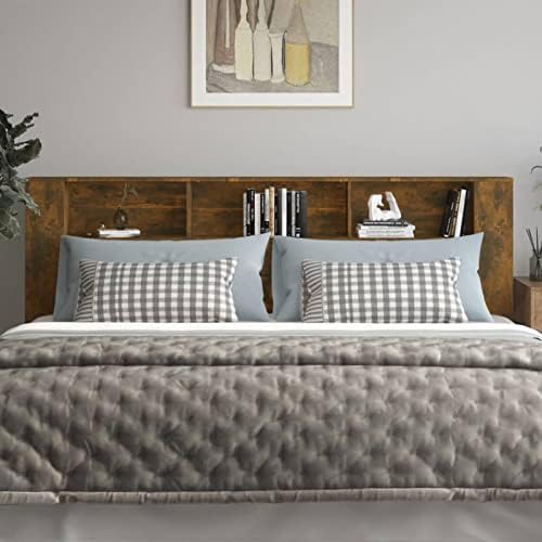 Susany Headboard With Built in Cabinets Bedroom Display Shelf Bookcase Bedroom Storage Cabinet Wooden Storage Backboard Bed Accessory High Gloss White 120x18.5x104.5 cm