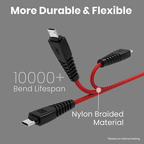 Image of Portronics Nylon Braided Fast Charging And Data Sync 3.0 Amp Konnect B Micro Usb Cables With Pvc Heads For Smartphone, Tablet, Laptop, Smart Watch (Red, 1 Meter)