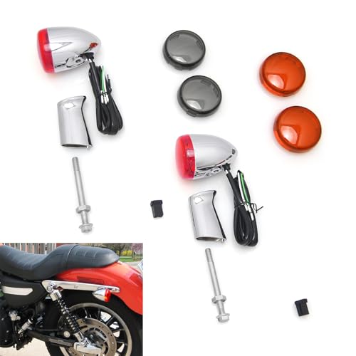 TOPRAMETAL Bullet Turn Signal Rear bulb Indicator Lamps Brake running Lights For Harley Sportster XL883 XL1200 1992-up rear lighting (Chromed) by TOPRAMETAL - Image 2