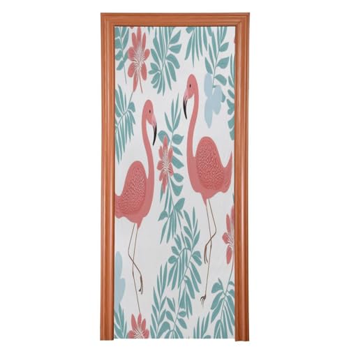 FLildon Tropical Flamingos Door Cover Decoration, Party Accessory Porch Decor for Festive Ornament Room Door Covers 32 x 79 Inch
