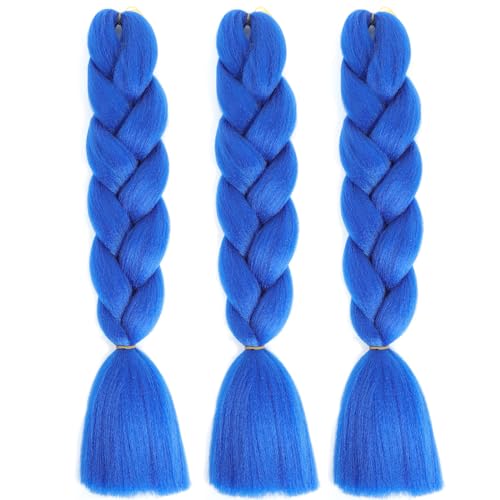 Herina Blue Braiding Hair For Braids 3pcs Blue Hair Extensions High Temperature Jumbo Braiding Hair For Braids(3pcs/pack)