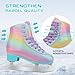 HALOSK Premium Leather Womens/Girls Figure Ice Skates - Memory Foam Collar Beginner Youth Ice Skates with Stainless Steel Blade, Women Size 5 6 7 8 9 10, Gradient