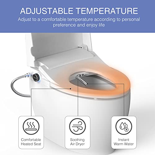 Image of Simenr Smart Bidet Toilet Seat Elongated Cover Electric Slow Close Quiet Instant Warm Water Heated Self-Cleaning Nozzle Powerful Dryer Remote Anti-yellowing PP Materials