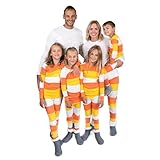 Picture of HonestBaby Family Matching Holiday Pajamas Organic Cotton for Men, Women, Kids, Toddlers, Baby Boys, Girls, Unisex Pets, Halloween Bold Stripe Candy Corn, Small