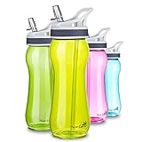 AceCamp TRITAN Botella de Agua | Botella de Agua a Prueba de Fugas sin BPA | Botella Deportiva Pajita I 550 ml I Amarillo I 15532