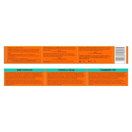Image of Yogabar 10g Protein Wafer Bars Variety Pack | Strawberry Pop, Dark Chocolate & Cookies & Cream | Crunchy High Protein Bars | 0% Maida | Made with Goodness of Millets and Multigrain | 40g Each | Pack of 10