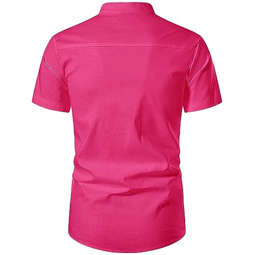 Image of Vida Loca Men's Cotton Linen Plain Stitched Half Sleeve Shirt