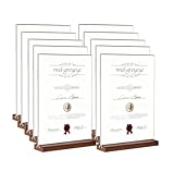 midgreyeye 5 Stück A6 Premium Acryl Tischaufsteller mit Holz Sockel Aufsteller A6 für Büro Restaurant Cafe Shop Hochzeit