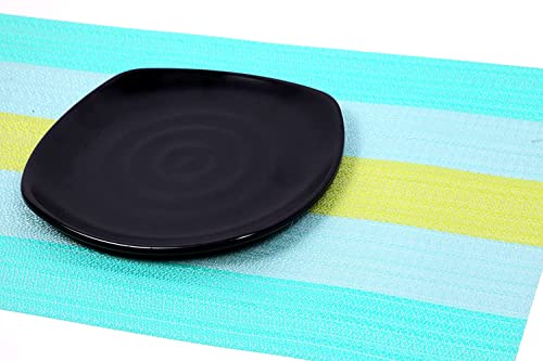 Image of Woven PVC Vinyl Dining Table Placemats - Heat Resistant, Washable & Stain Resistant | Stylish Table Mats for Home, Kitchen, Restaurant & Gifting (Pack of 4,Arctic Blue)