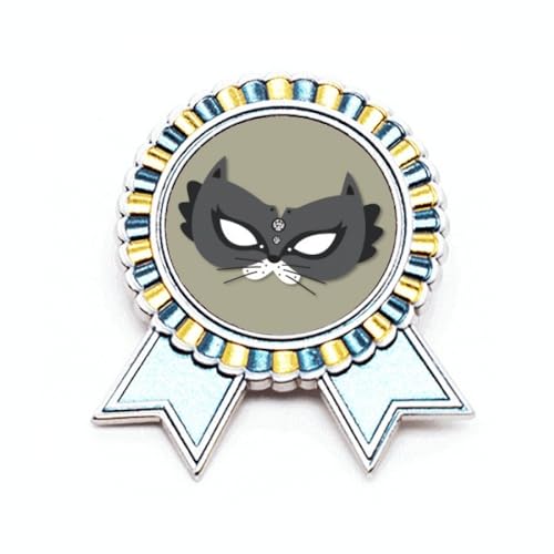 Broche chat noir Happy Carnival de Venise en métal taille M