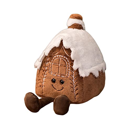 Image of Christmas Plush Toys-15.7'' Ginger Holiday Plush Stuffed Animal Gingerbread Man, Soft Hugging Pillow Cushion Fluffy Stuffed Toy Gift (Snow House, One Size)