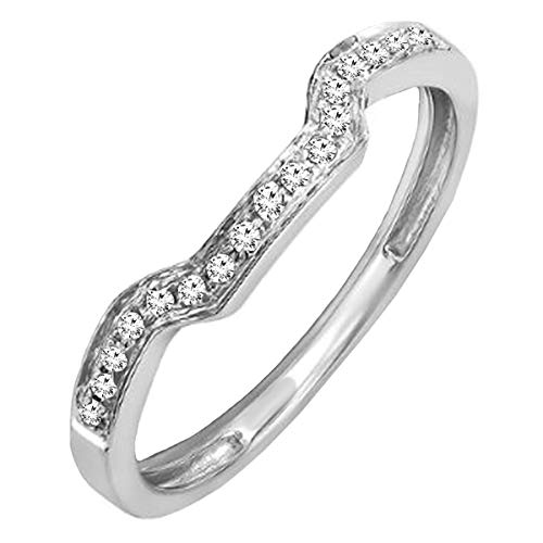Dazzlingrock Collection 0.08 Carat (ctw) 10K Round White Diamond Ladies Wedding Band Enhancer Guard Ring, White Gold, Size 7
