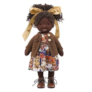 Handmade birthday present for girl waldorf black doll collect rag doll with exquisite box jola 12  urban country home decor