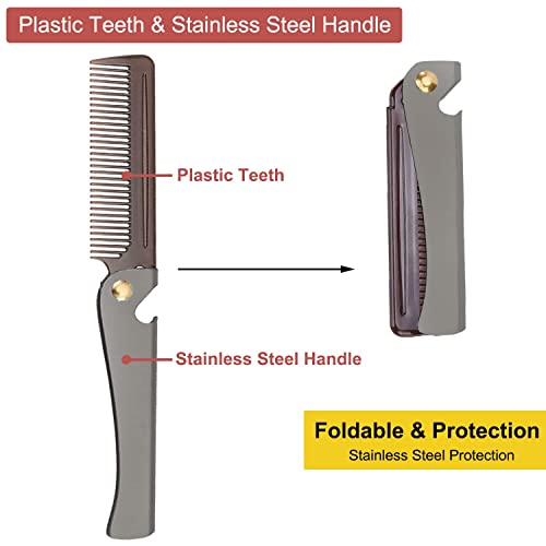 Stainless Steel Folding Comb, Pocket Comb For Men And Women, Black #TOP2