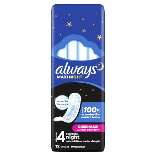 Always Maxi Noche Profresh Servilleta Sanitaria Sin Las Alas 190 g (El empaque puede variar)