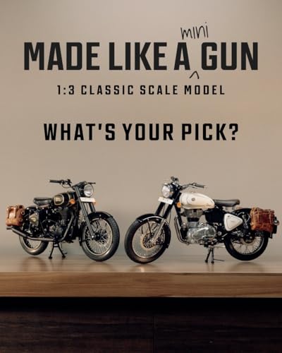 Image of Royal Enfield 1:3 Classic 350 Scale Model Miniature | Authentic True-to-Life Detailing | Premium Metal Tank & ABS Body | Movable Handlebar Steering | Collector's Keepsake Essential | Retro White