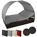 Produktbild Montafox Sonnenliege Poly Rattan Doppelbett 200 x 140 cm Gartenliege 10cm Auflagen Dach Sonnendach Rücken/Fußelemente Verstellbar Doppelliege, Farbe:Schwarz-Braun meliert/Kieselstrand