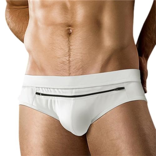 Short de bain blanc non transparent : bermuda maillot de bain pour hommes ajustable