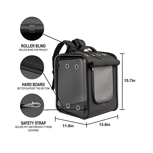 Petseek-Cat-Backpack-Carrier-Large-Pet-Backpack-Carrier-17lbs-Load-Bearing-Ventilated-Design-Dog-Backpack-Carrier-for-Small-Dogs-Sturdy-Cat-Bubble-Backpack-for-Travel-Hiking-Outdoor-Use Large Pet Backpack Carrier