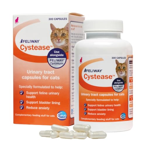 Feliway Cystease 300 Capsule Pack, 300 Feliway Cystease Capsules For Cats Urinary Tract Infection Treatment, Cat Supplements To Help Stress Related Bladder Issues And Reduce Cat Anxiety In Your Pet