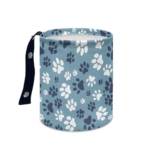Image of Blue Dog Paw Design Car Garbage Can Mini Car Trash Bin Hanging Headrest with Adjustable Buttons Multipurpose Cars Organizer