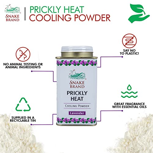 Image of Snake Brand Prickly Heat Cooling Talcum Powder For Heat & Rash Treatment (French Lavender, 50gm(Pack of 4))