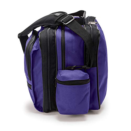 Hopkins Medical Products Mark V Shoulder Bag, Hipaa Compliant Lockable Zippers, Adjustable Straps, Reinforced Bottom, Fold-Down Compartment, 13 Inch X 11.25 Inch X 7.5 Inch, Purple #TOP4