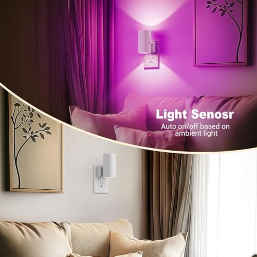 Image of JandCase Color Night Light, LED Night Lights Plug into Wall, Color Changing Nightlight RGB with Light Sensor,Kids Gifts, Halloween, Christmas, Holiday, Hallway Bedroom Kids Room, 2 Pack