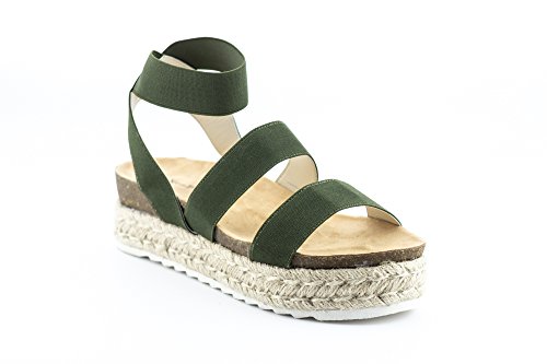 calico KiKi Women's Espadrille Platform Sandals - Flatform Slide On Wedge Comfort Shoes