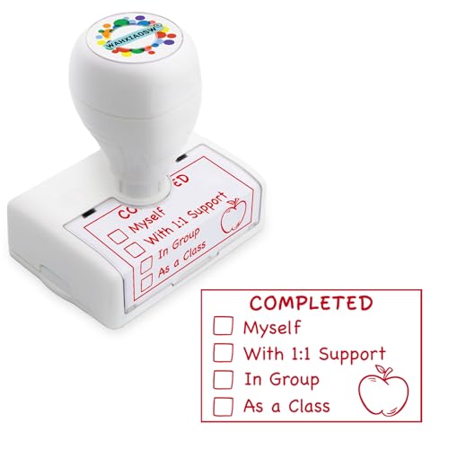 Image of Teacher Grading Stamps, Red, Rectangular, 1 inch x 1 inch, Rubber, Easy Grading, Improved Efficiency, Happy Teaching