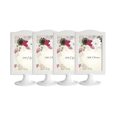 4 Pack Standing Photo Frames,Picture Frame Set,Vertical Mount Sign Holders 4x6", Double Sided Tabletop Display,Each Frame Holds 2 Pictures,School,Wedding Party Table Numbers Holder More Colors(White) Cover