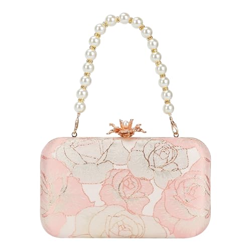 Image of Womens Vintage Floral Embroidery Clutch Evening Handbag Shoulder Bags Purse for Wedding Party Prom